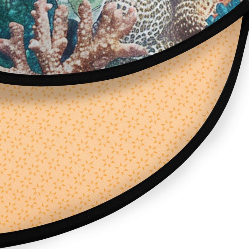 Vdsrup Sea Turtle Starfish Retro Map Round Area Rug Non Slip Round Rug Doormat Door Floor Mat Carpet for Living Room Bedroom Home Decor - Image 4